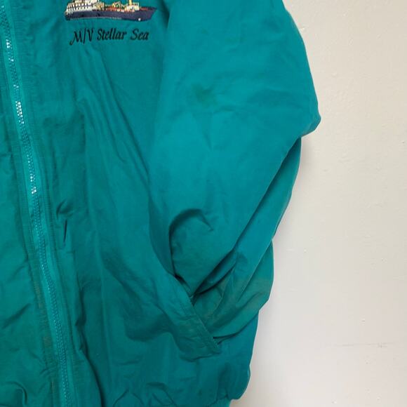Sierra Sport Vintage M/V Stellar Sea Embroidered Nylon Windbreaker Coat Size XL - Picture 3 of 6